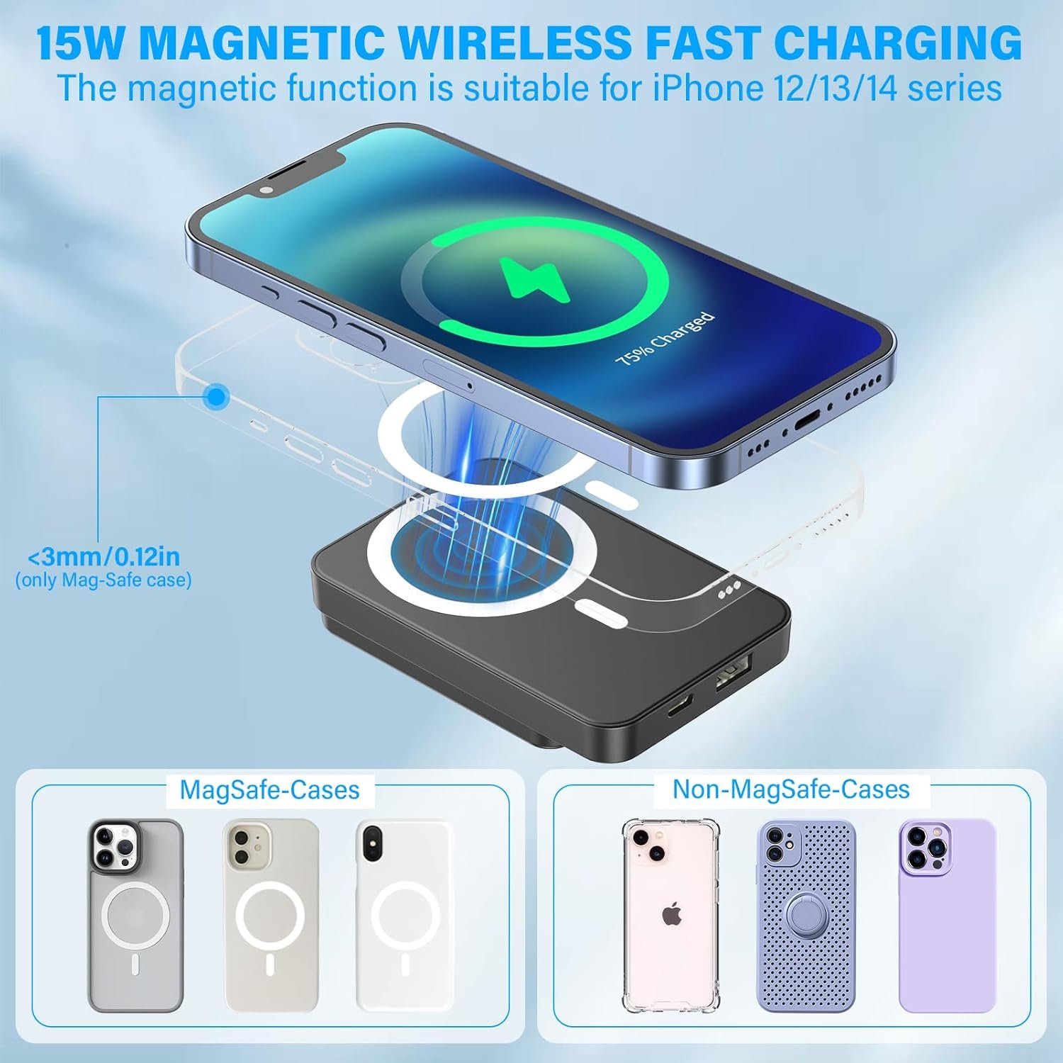 Išorinė baterija 10000mah Magnetic Wireless 6 Išorinė baterija 10000mah 6